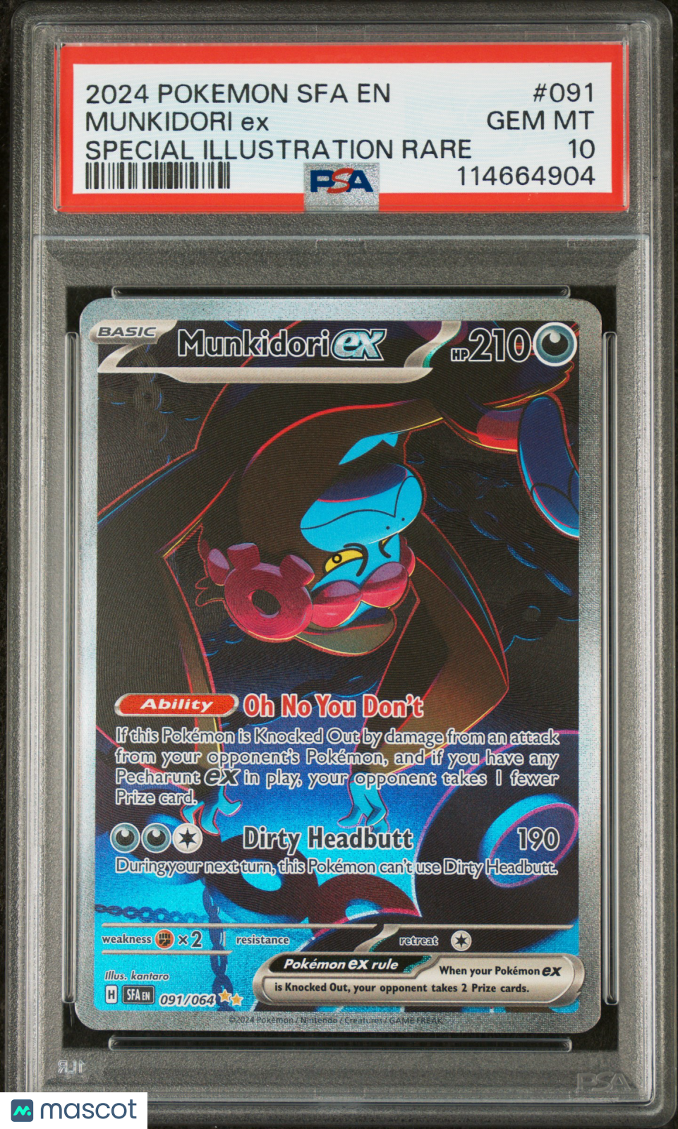 MUNKIDORI EX Pokemon S&V Shrouded Fable #091 Special Illustration Rare PSA 10