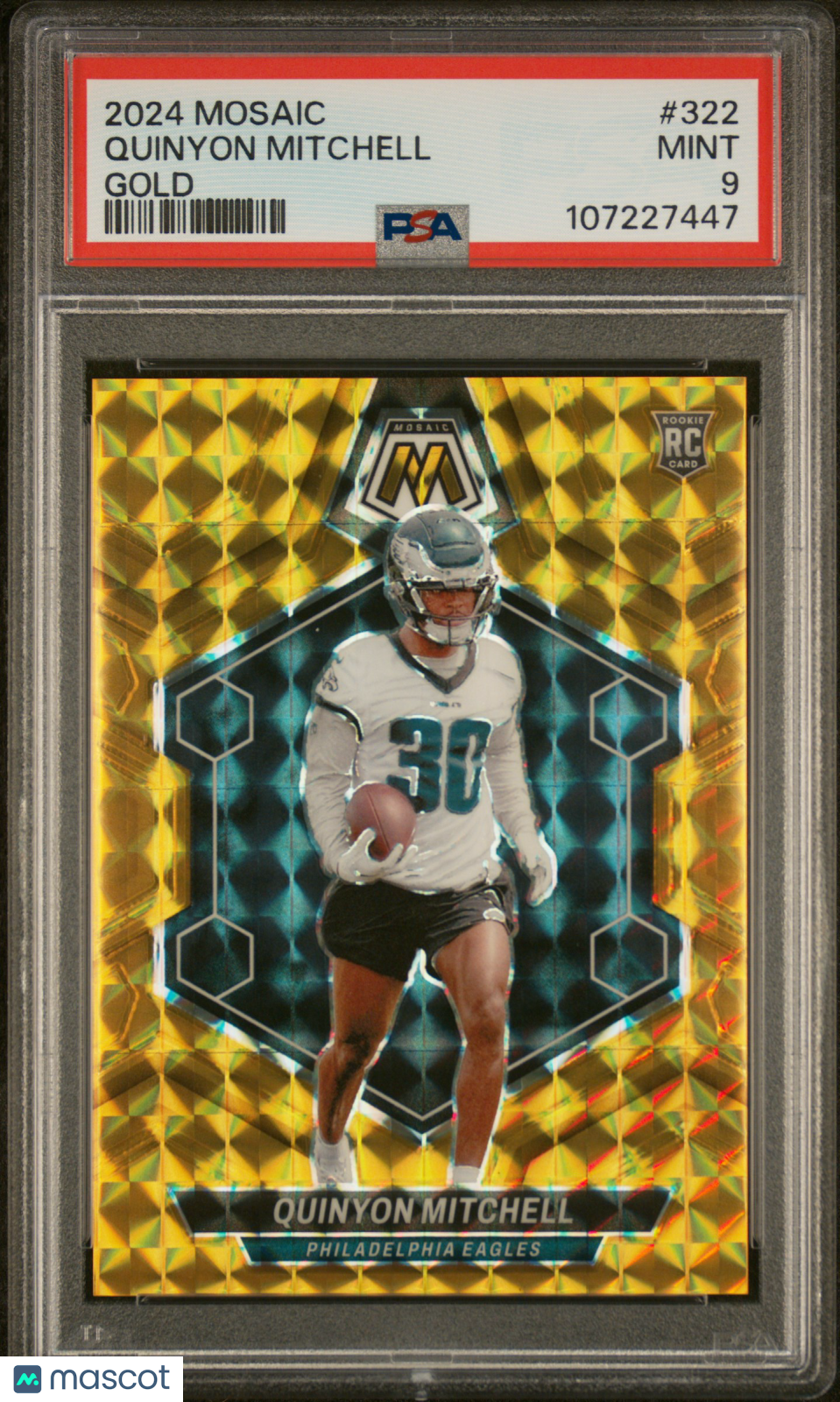 QUINYON MITCHELL 2024 Panini Mosaic Gold Prizm /10 Rookie PSA 9 Eagles #322