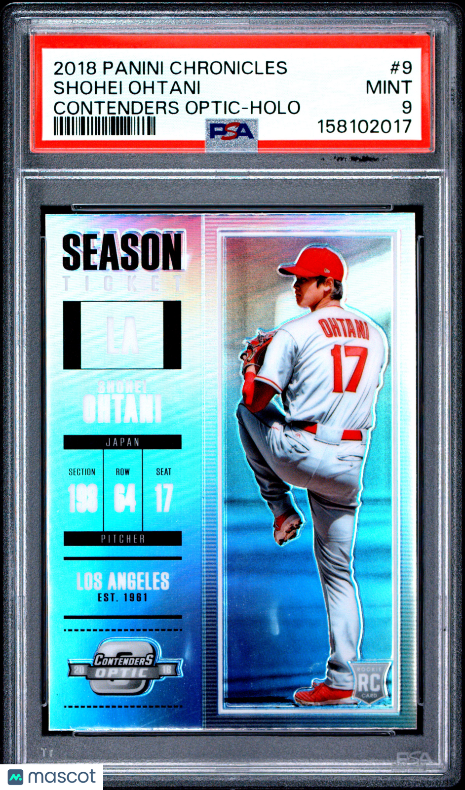 SHOHEI OHTANI 2018 Panini Chronicles Contenders Optic Rookie Holo Prizm #9 PSA 9