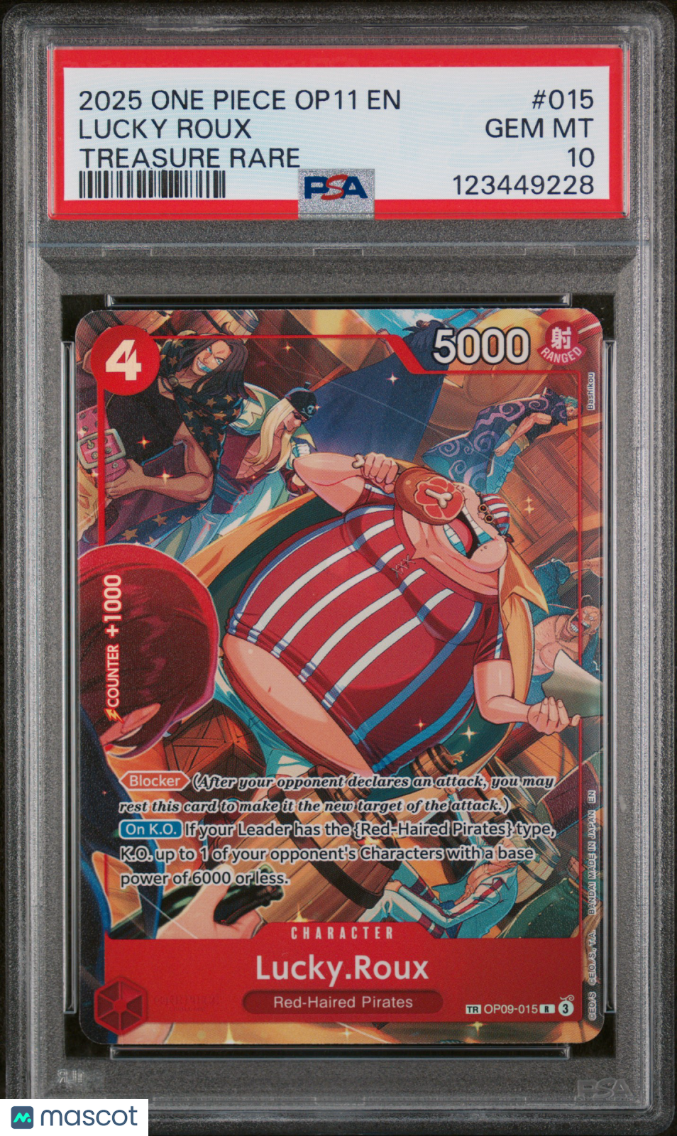 LUCKY ROUX 2025 One Piece A Fist Of Divine Speed Treasure Rare #OP09-015 PSA 10