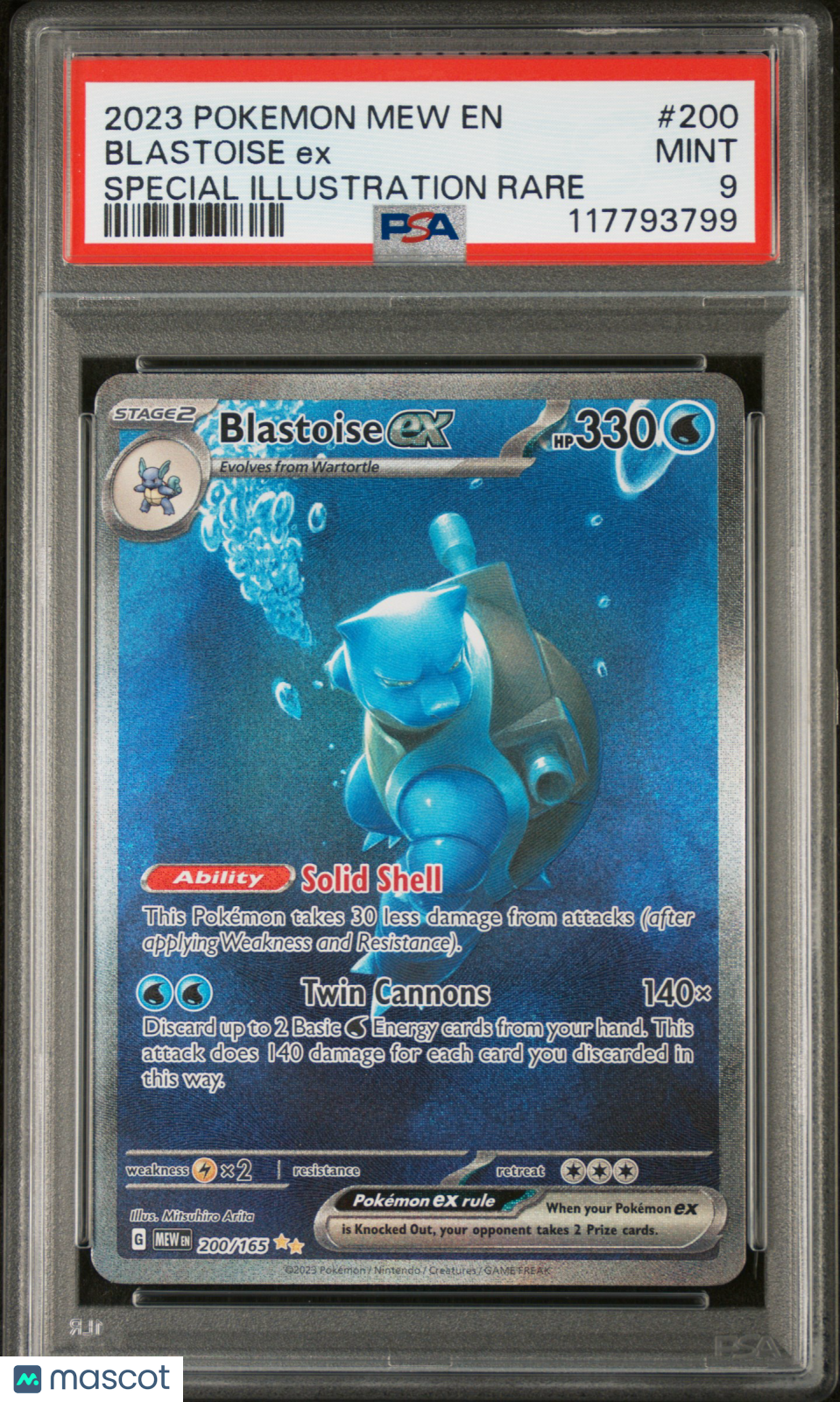 BLASTOISE EX Pokemon Scarlet Violet MEW 151 #200 Special Illustration Rare PSA 9