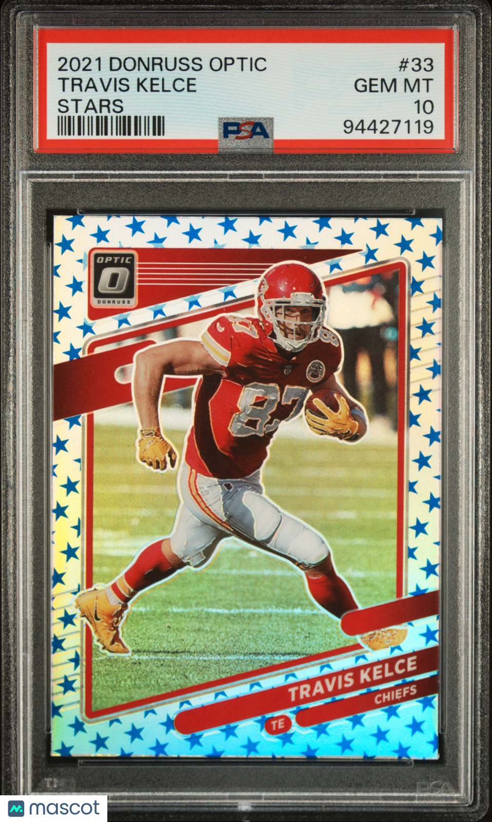 TRAVIS KELCE 2021 Panini Donruss Optic Stars Prizm #33 PSA 10 Gem Mint Chiefs