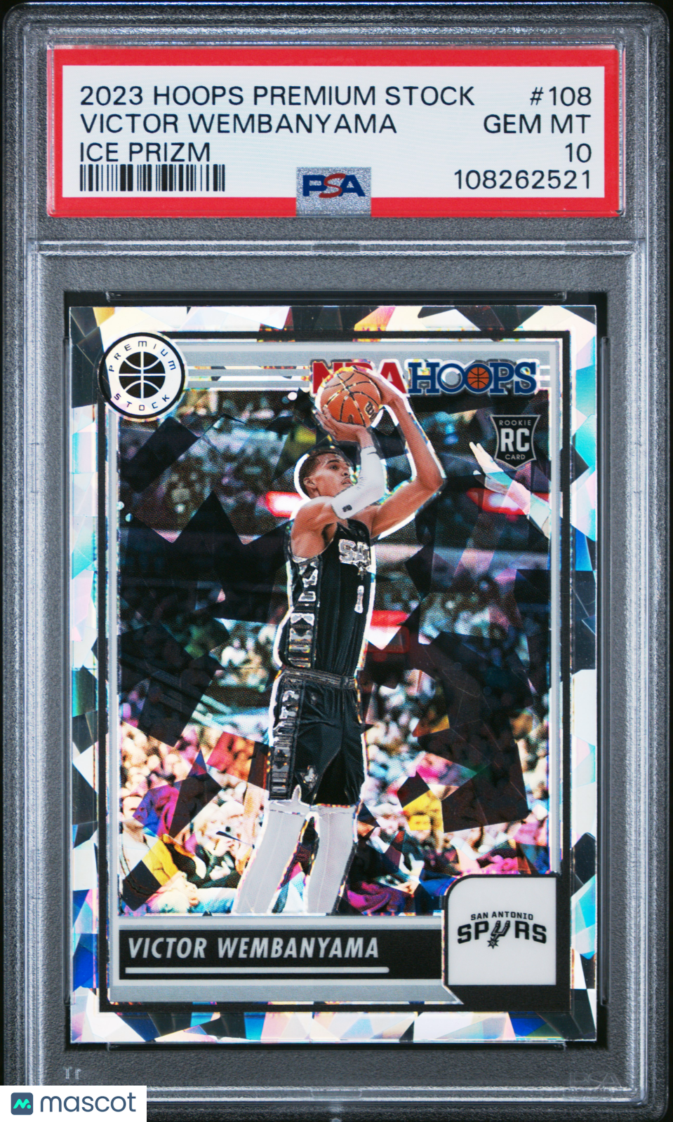 VICTOR WEMBANYAMA 2023-24 Panini Hoops Premium Ice Prizm Rookie PSA 10 Spurs