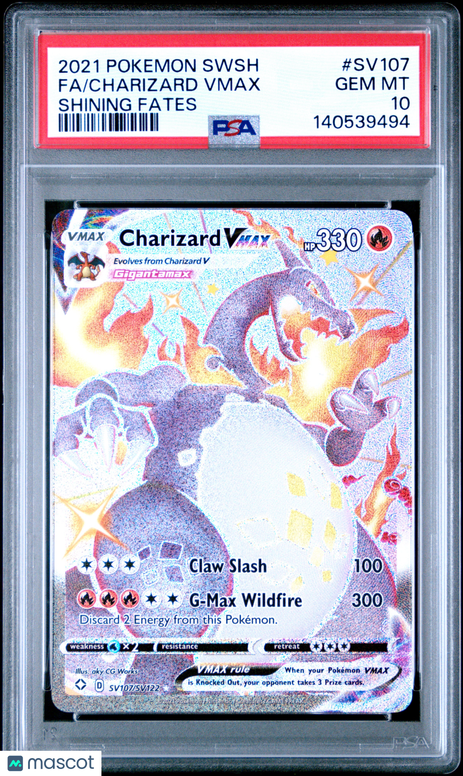 CHARIZARD VMAX 2021 Pokemon Sword Shield Shining Fates Full Art #SV107 PSA 10