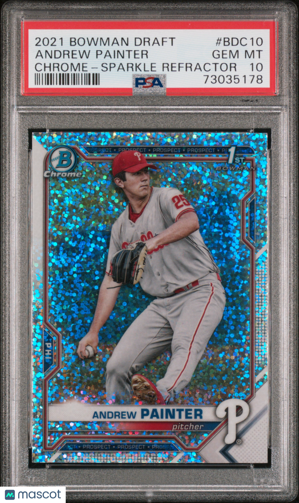ANDREW PAINTER 2021 Bowman Draft Chrome Sparkle Refractor #DBC10 PSA 10 Phillies