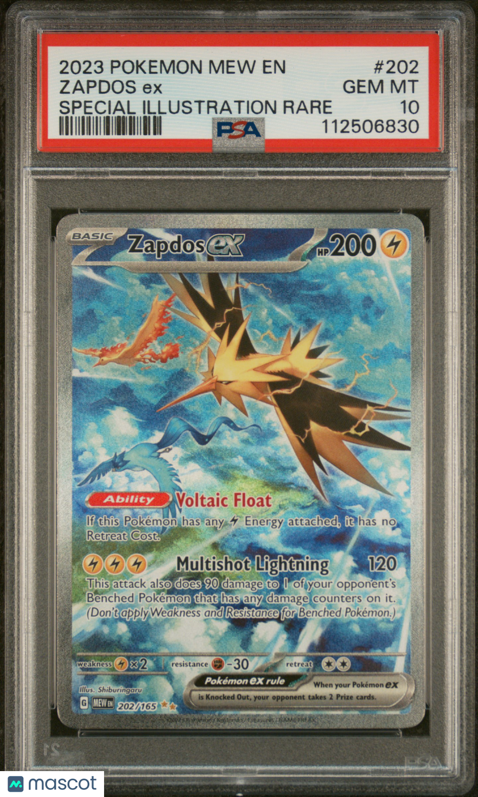 ZAPDOS EX 2023 Pokemon Scarlet Violet 151 #202 Special Illustration Rare PSA 10