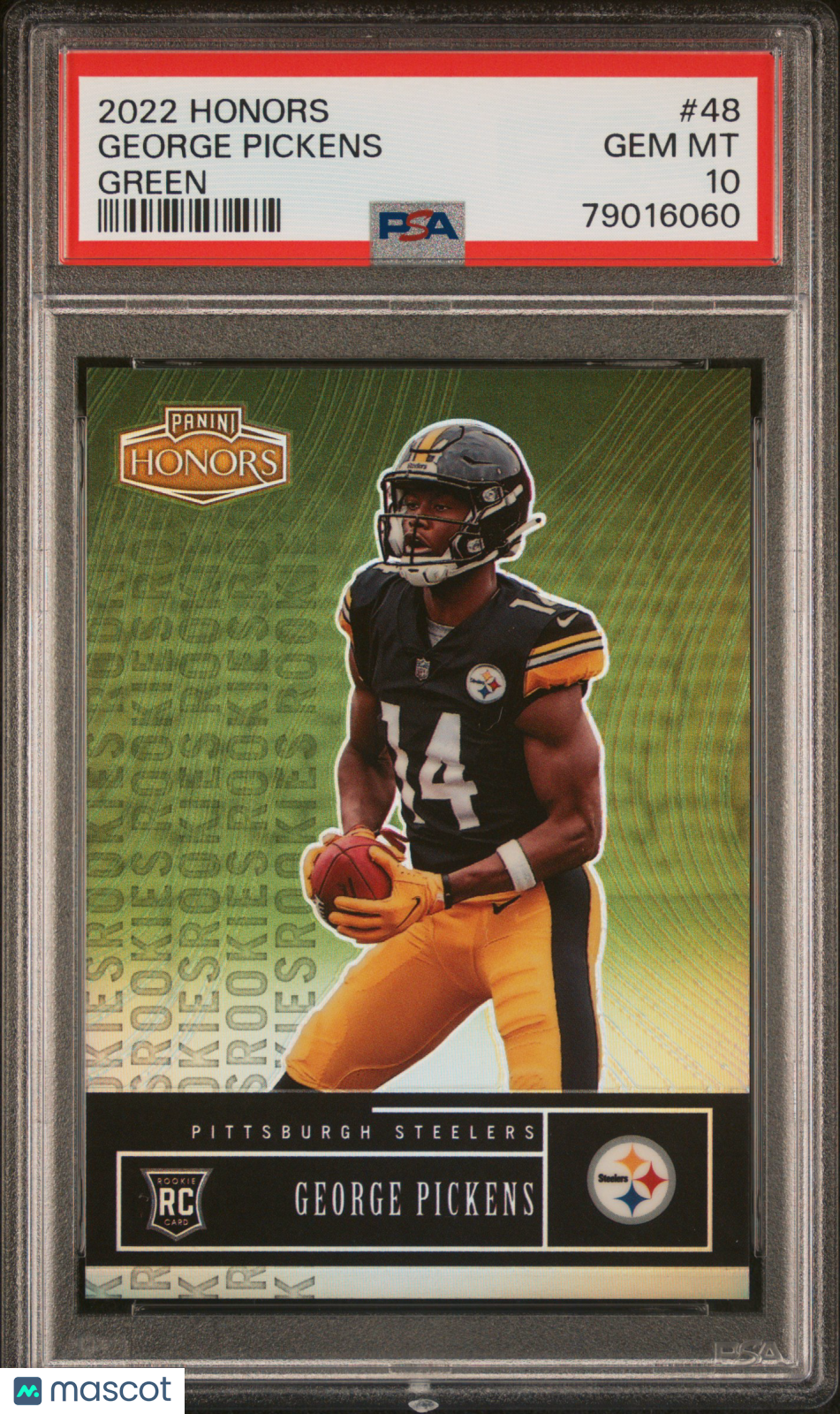 GEORGE PICKENS 2022 Panini Honors Green Rookie Prizm /25 #48 PSA 10 Steelers