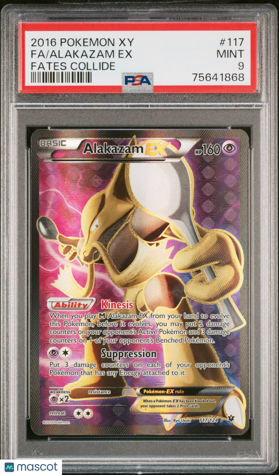 ALAKAZAM EX 2016 Pokemon XY Fates Collide Full Art #117 PSA 9 MINT