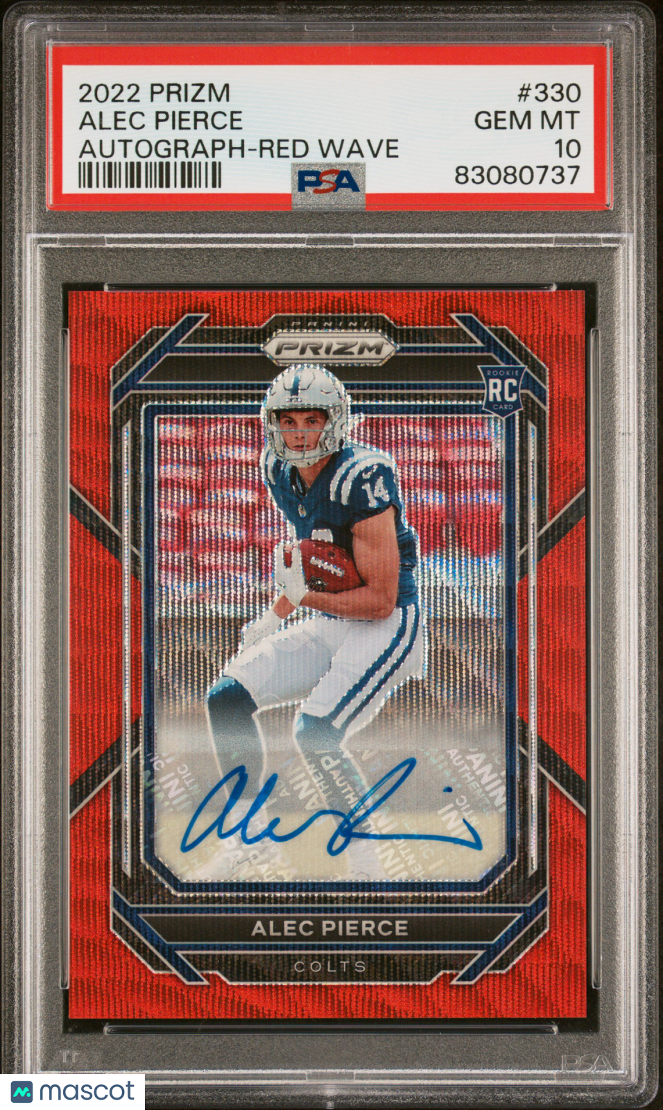 ALEC PIERCE 2022 Panini Prizm Rookie Auto Red Wave /149 #330 PSA 10 Colts