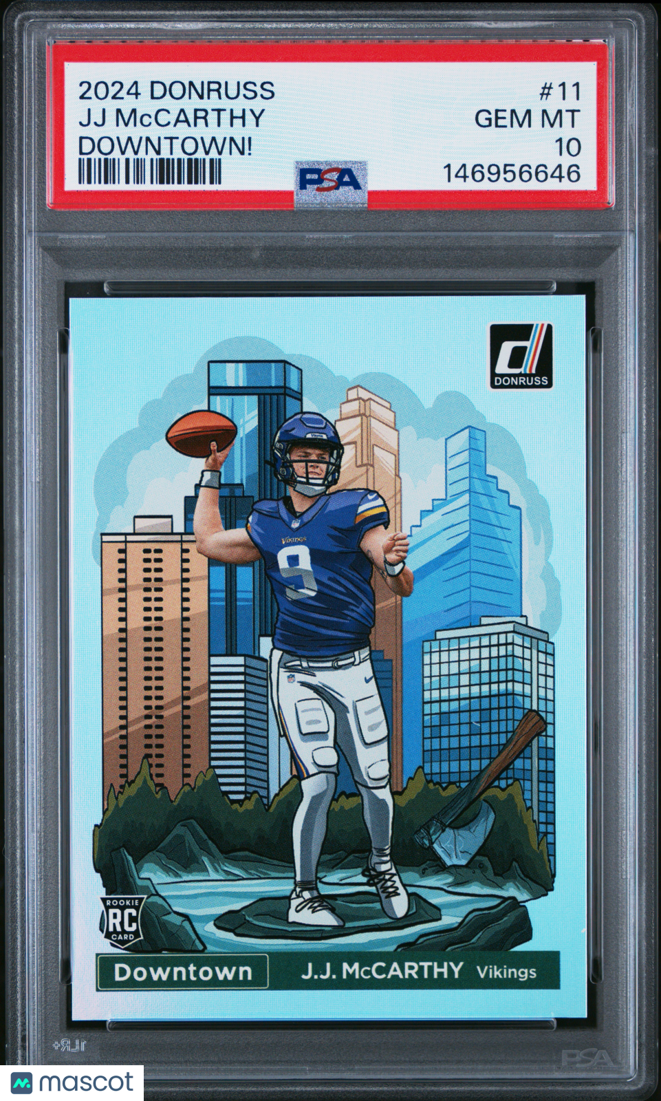 JJ MCCARTHY 2024 Panini Donruss Downtown Case Hit SSP #11 PSA 10 Vikings