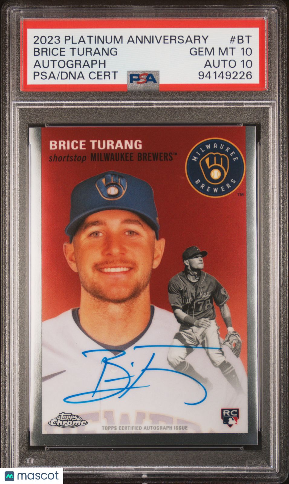 BRICE TURANG 2023 Topps Chrome Platinum Anniversary Rookie Auto #BT PSA 10