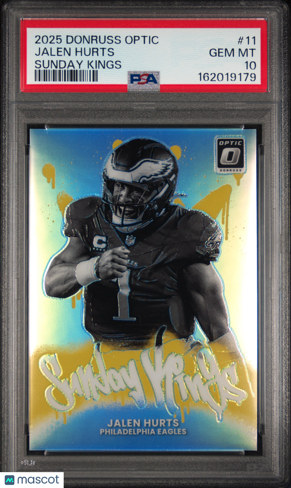 JALEN HURTS 2025 Donruss Optic Sunday Kings Case Hit SSP #11 PSA 10 Eagles