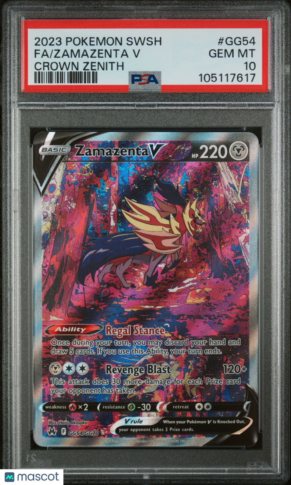 ZAMAZENTA V 2023 Pokemon SWSH Crown Zenith Galarian Gallery #GG54 PSA 10