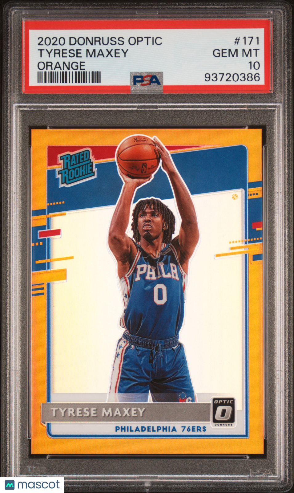 TYRESE MAXEY 2020-21 Donruss Optic Rated Rookie Orange Prizm /199 PSA 10 #171