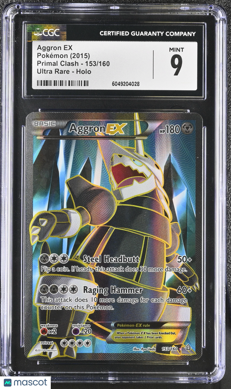 AGGRON EX 2015 Pokemon XY Primal Clash Holo Ultra Rare CGC 9 #153/160