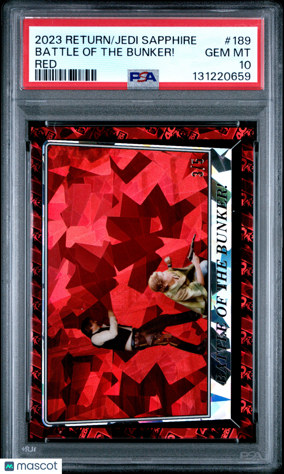 BATTLE OF THE BUNKER 2023 Topps Chrome Star Wars Sapphire Red /5 #189 PSA 10