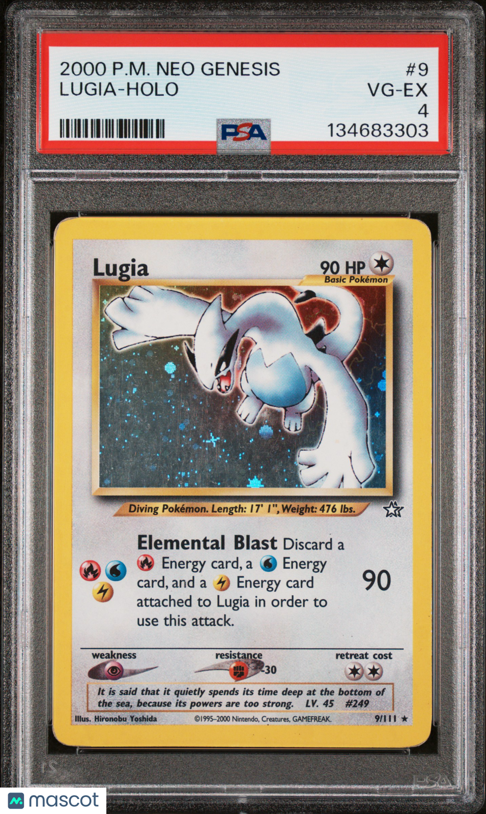 LUGIA 2000 Pokemon Neo Genesis Holo Rare #9 PSA 4 VG-EX