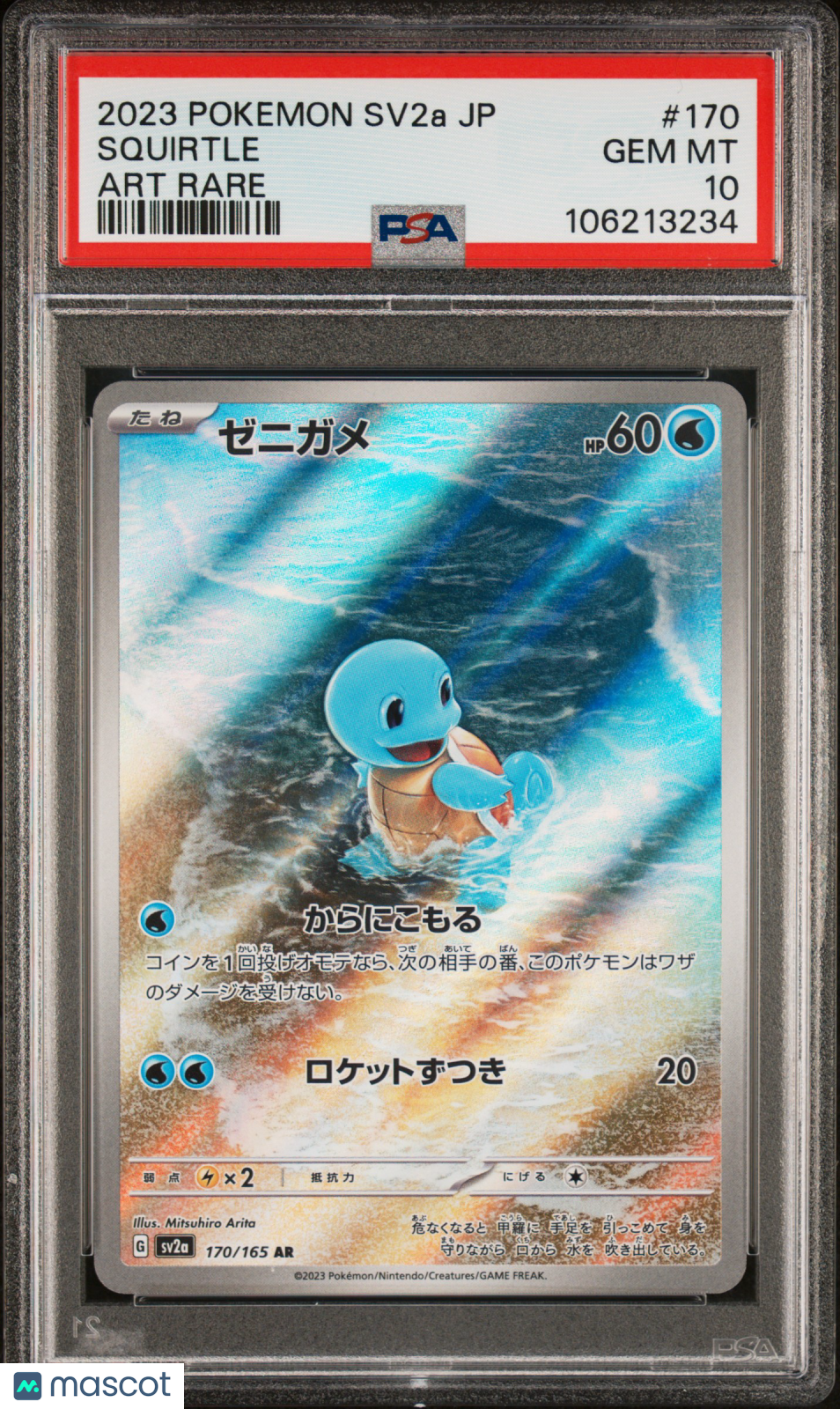 SQUIRTLE 2023 Japanese Pokemon Scarlet Violet 151 #170 Art Rare PSA 10
