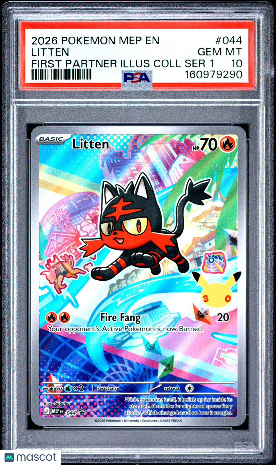 LITTEN 2026 Pokemon First Partner Illustration Black Star Promo #044 PSA 10