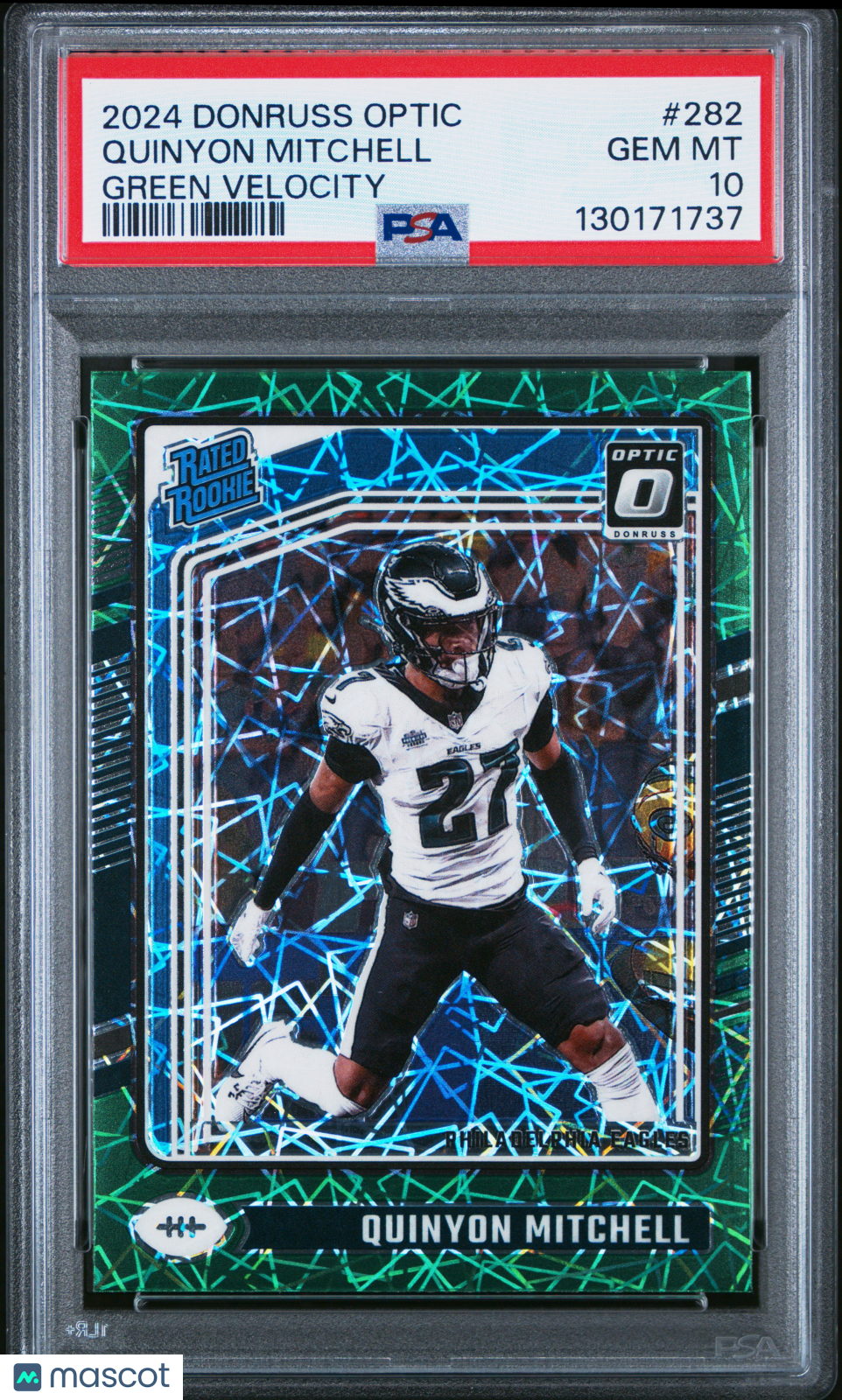 QUINYON MITCHELL 2024 Donruss Optic Rated Rookie Green Velocity #282 PSA 10