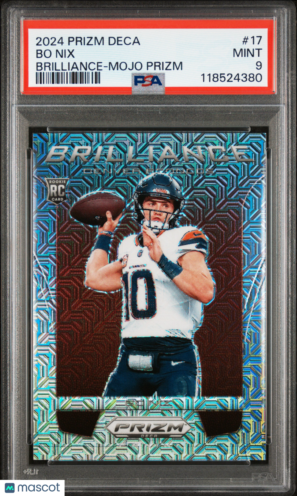 BO NIX 2024 Panini Prizm Deca Brilliance #17 Mojo Rookie /30 PSA 9 Broncos