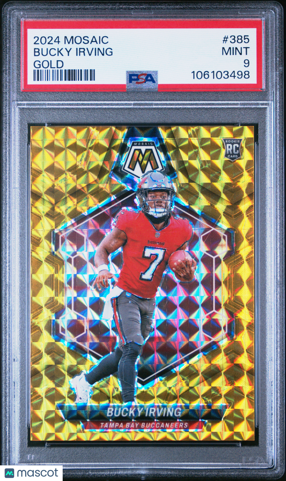 BUCKY IRVING 2024 Panini Mosaic True Gold Prizm /10 JSY # PSA 9 #385 Buccaneers