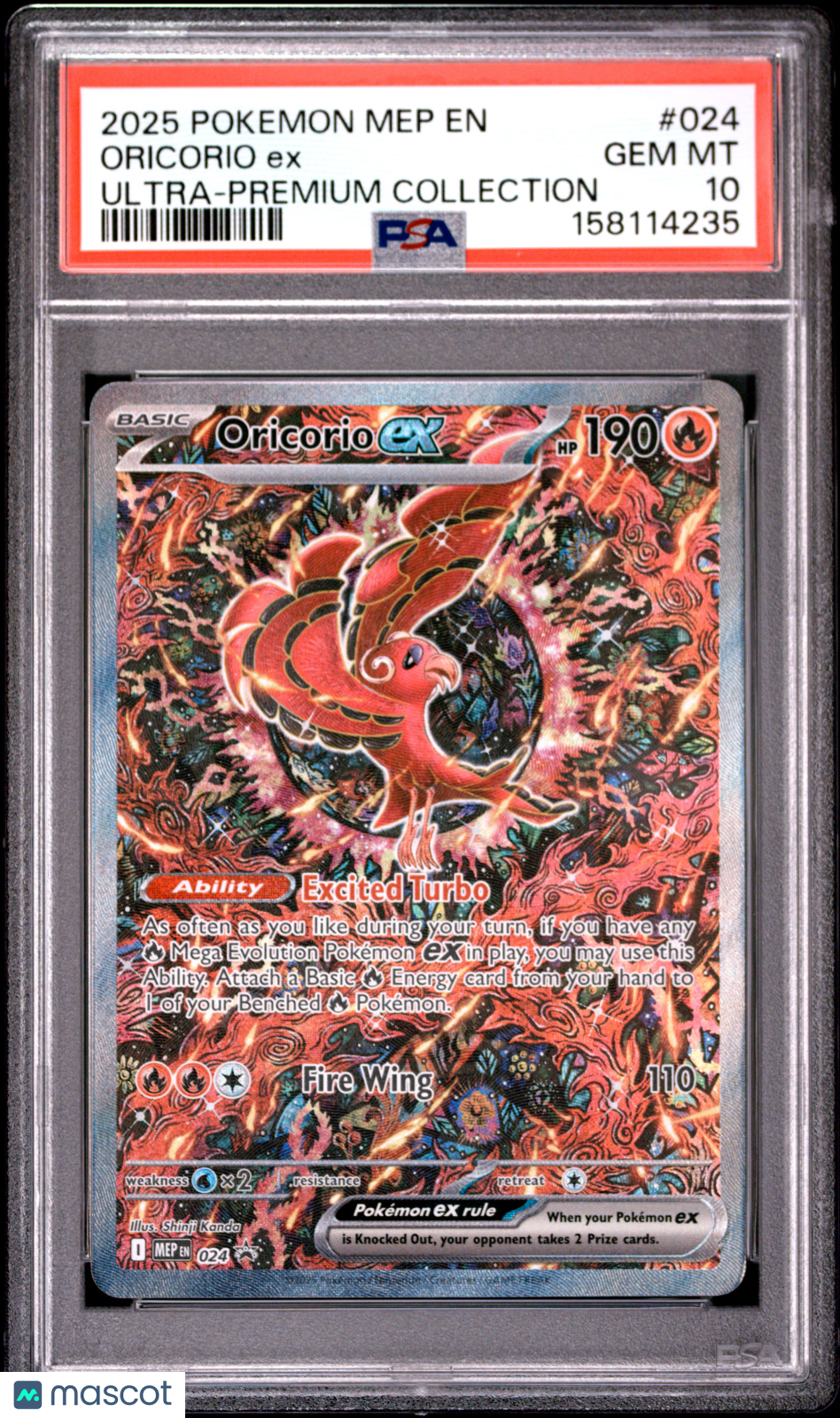 ORICORIO EX 2025 Pokemon Mega Evolution Black Star Promo UPC #024 PSA 10