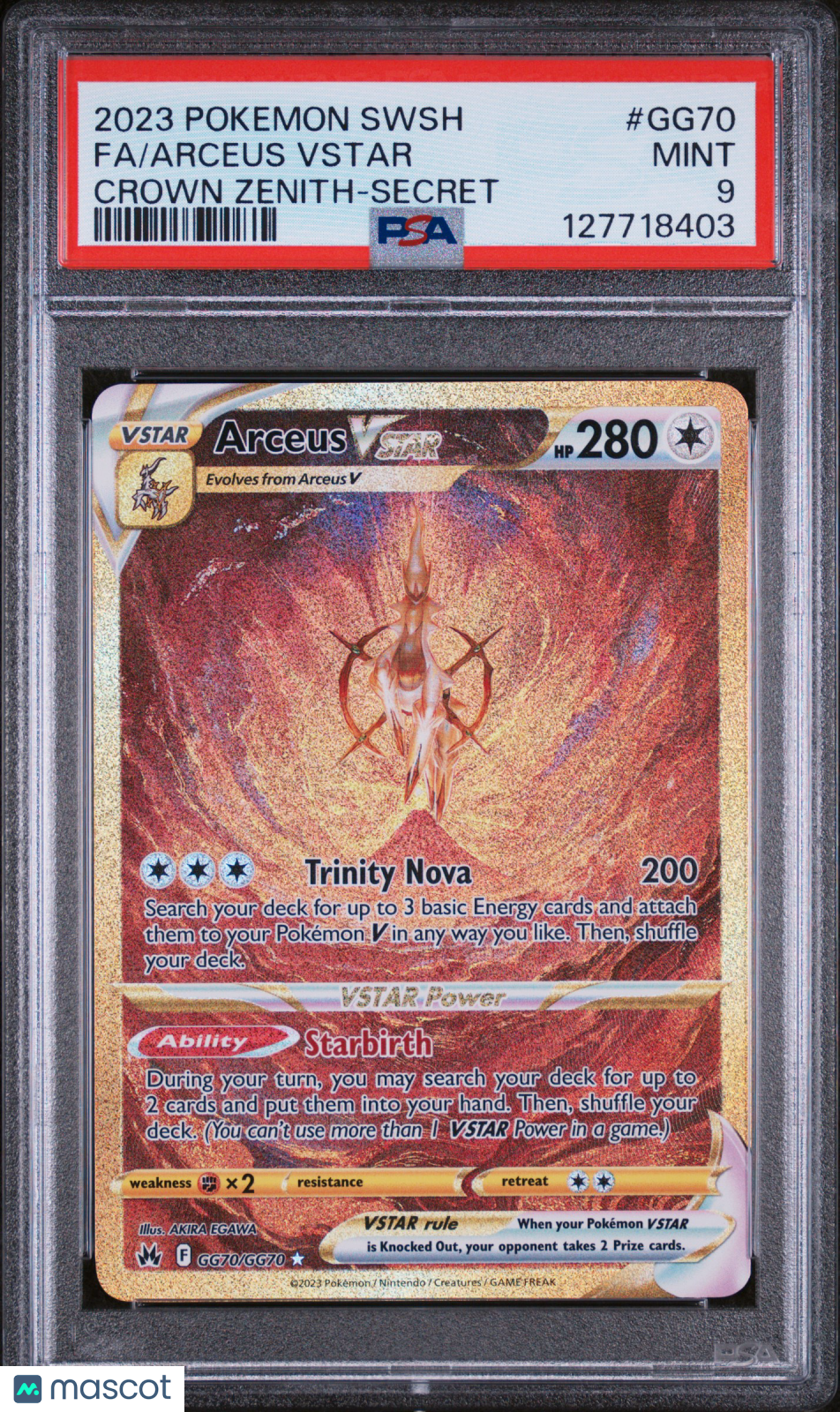 ARCEUS VSTAR 2023 Pokemon SWSH Crown Zenith Galarian Gallery #GG70 PSA 9