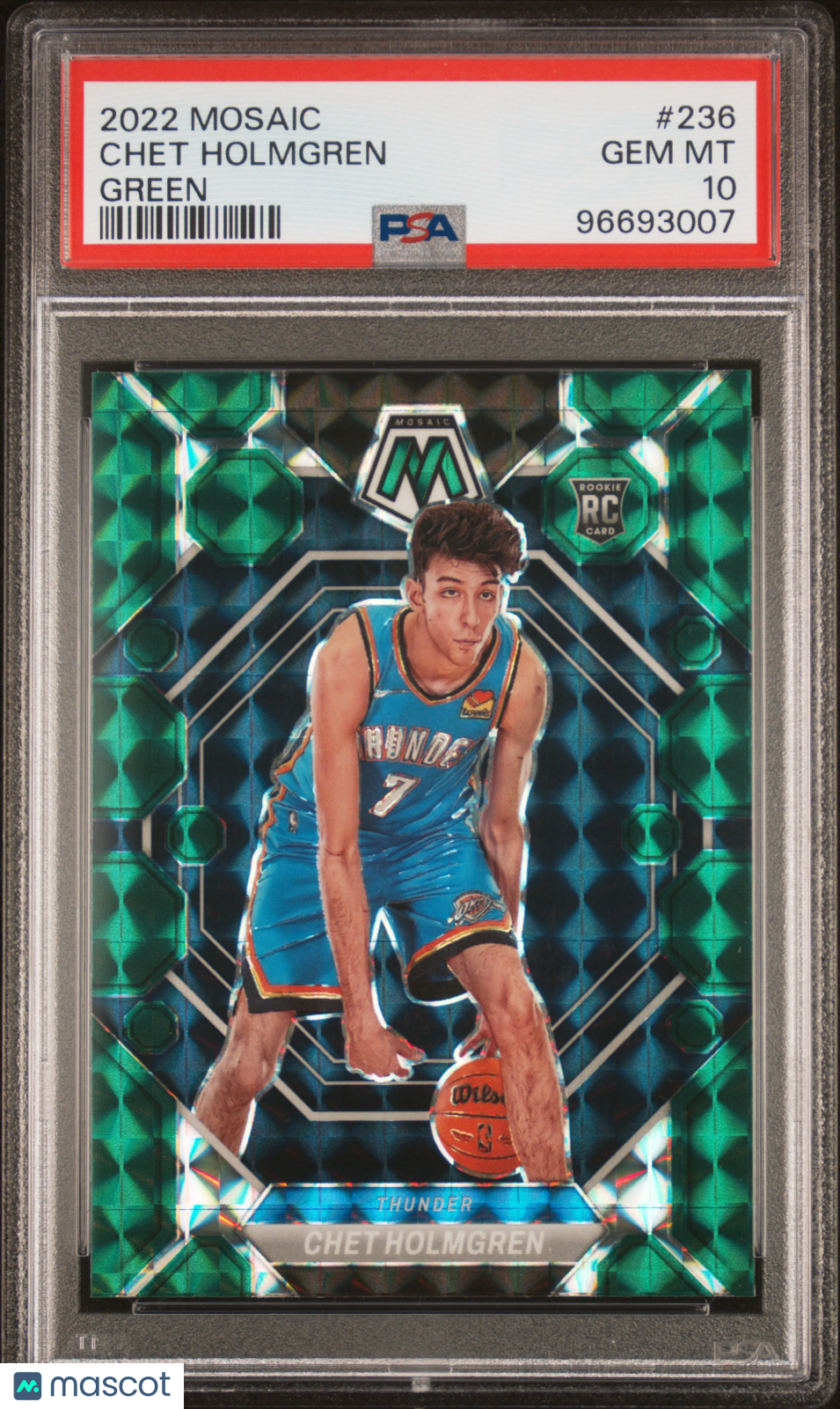 CHET HOLMGREN 2022-23 Panini Mosaic Green Prizm Rookie #236 PSA 10 Thunder
