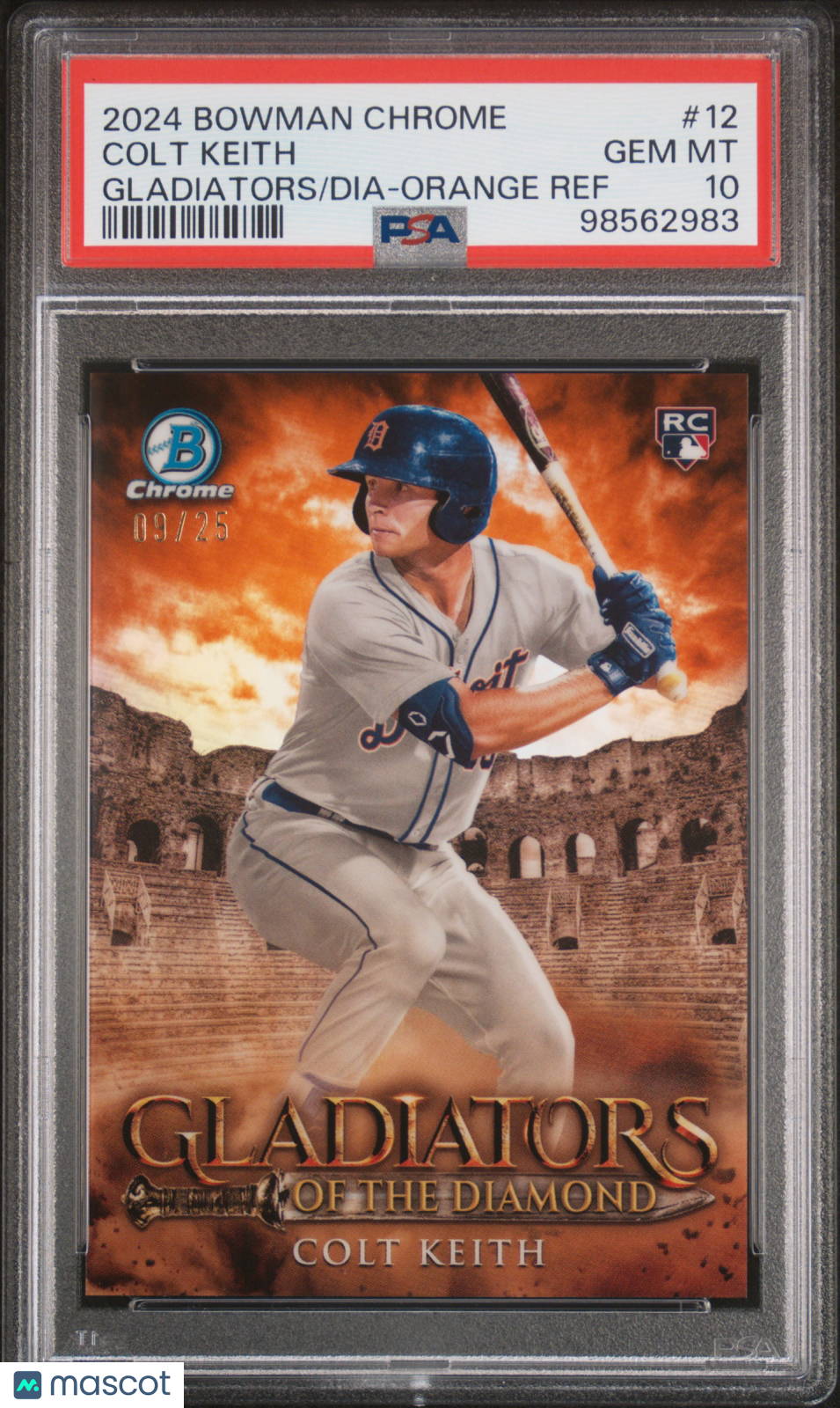 COLT KEITH 2024 Bowman Chrome Gladiators Rookie Orange Refractor /25 #12 PSA 10