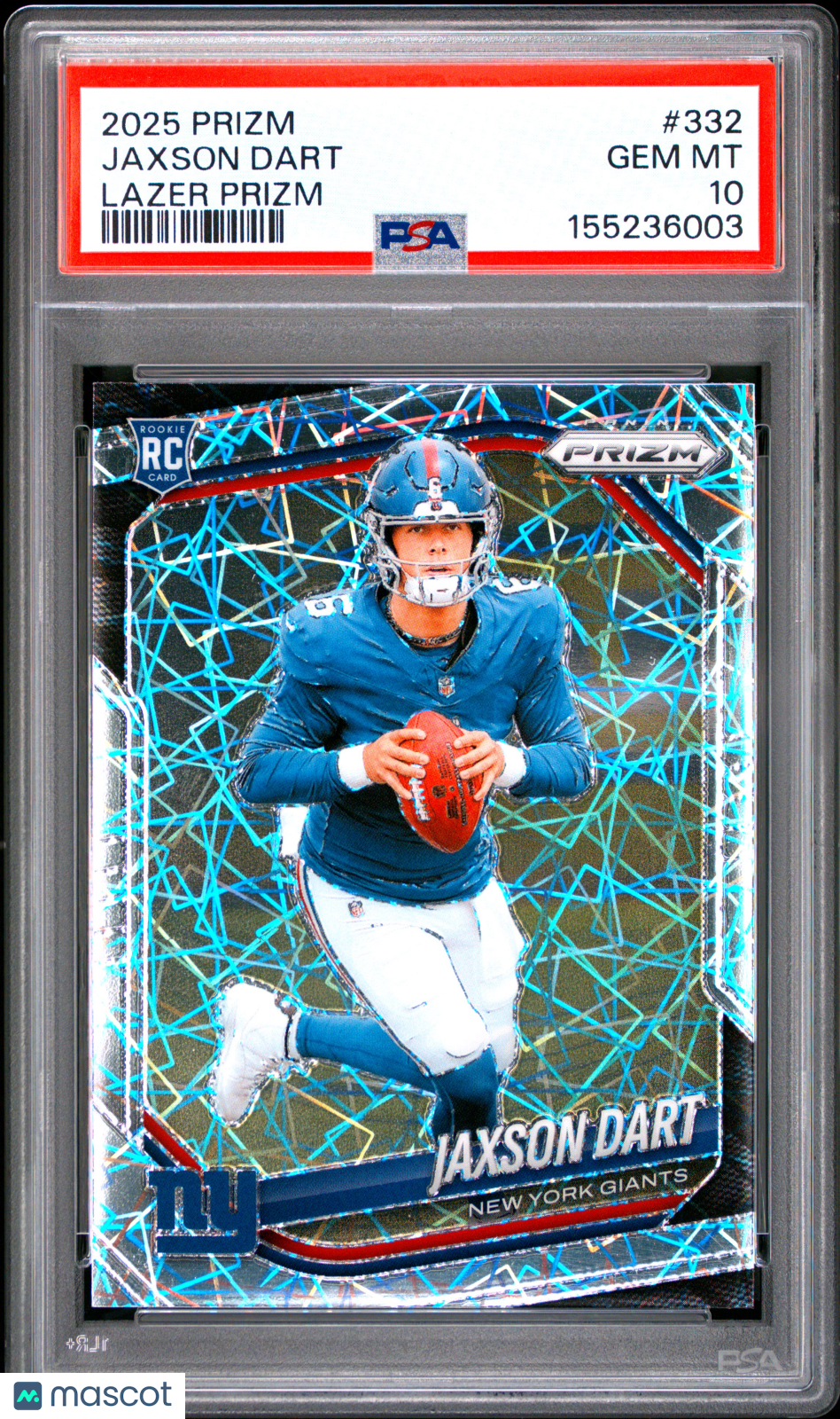 Jaxson Dart 2025 Panini Prizm Lazer Rookie #332 PSA 10 Giants