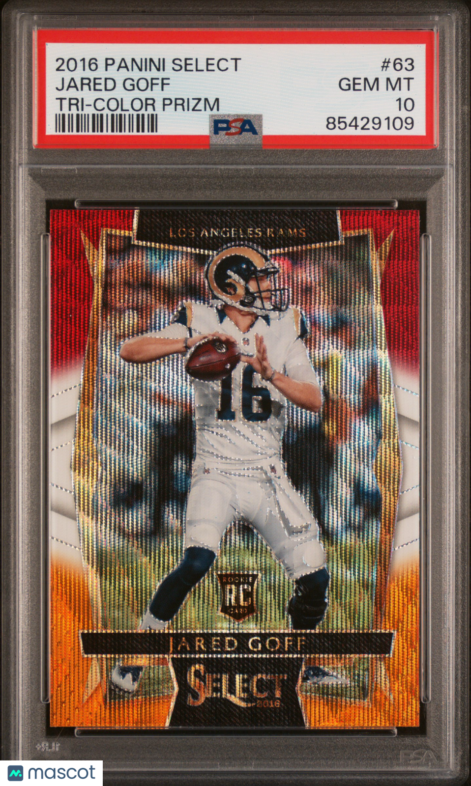 JARED GOFF 2016 Panini Select Rookie Tri-Color Prizm #63 PSA 10 Rams