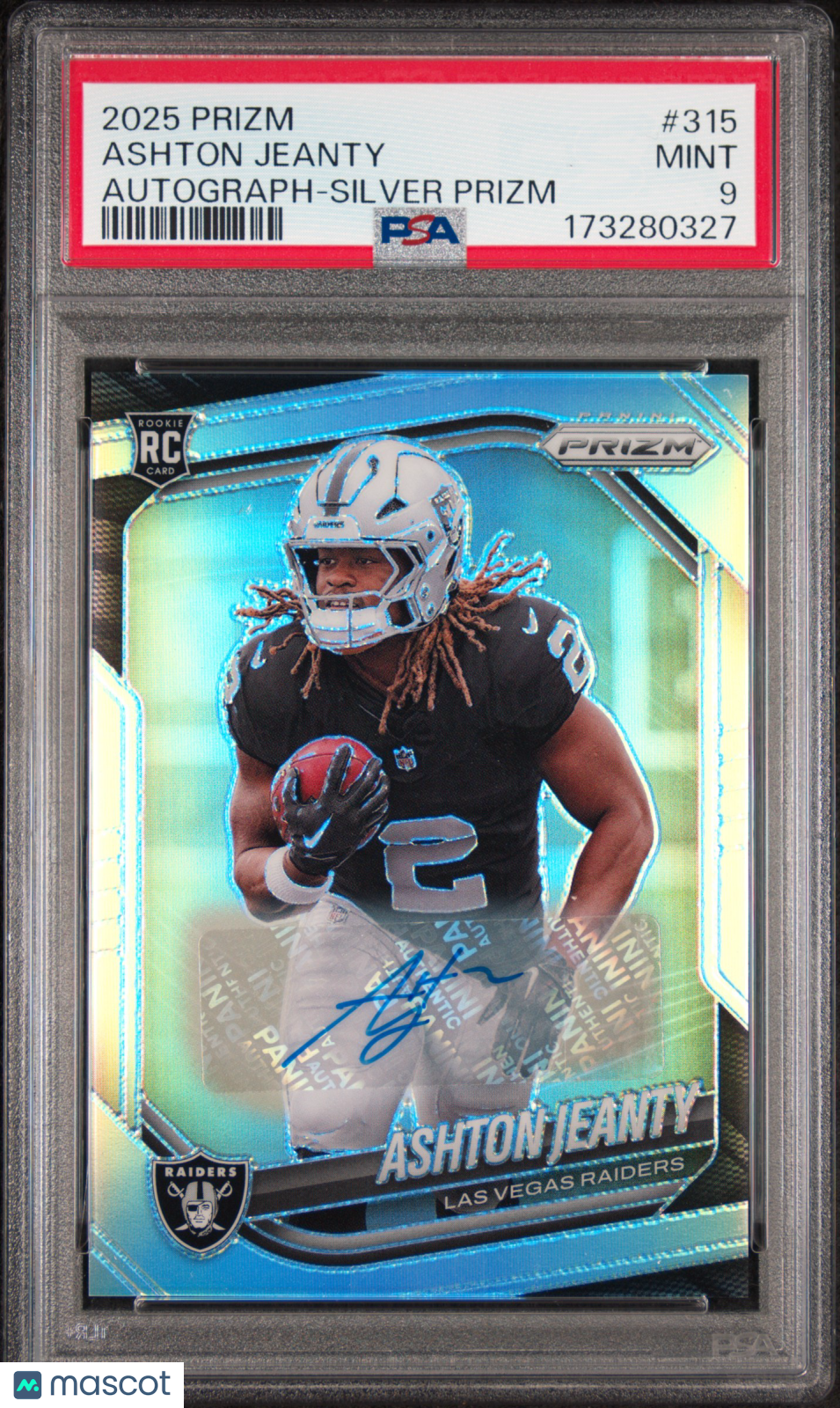 ASHTON JEANTY 2025 Panini Prizm Rookie Auto Silver #315 PSA 9 Raiders