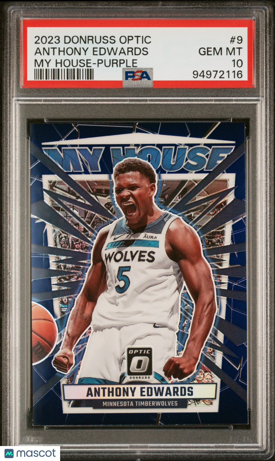 ANTHONY EDWARDS 2023-24 Panini Donruss Optic My House Purple Prizm #9 PSA 10