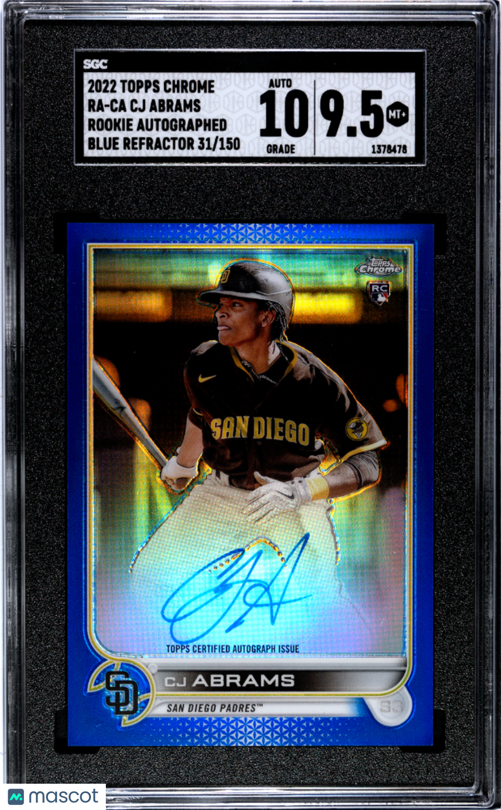 CJ ABRAMS 2022 Topps Chrome Rookie Auto Blue Refractor /150 SGC 9.5 10 #RA-CA