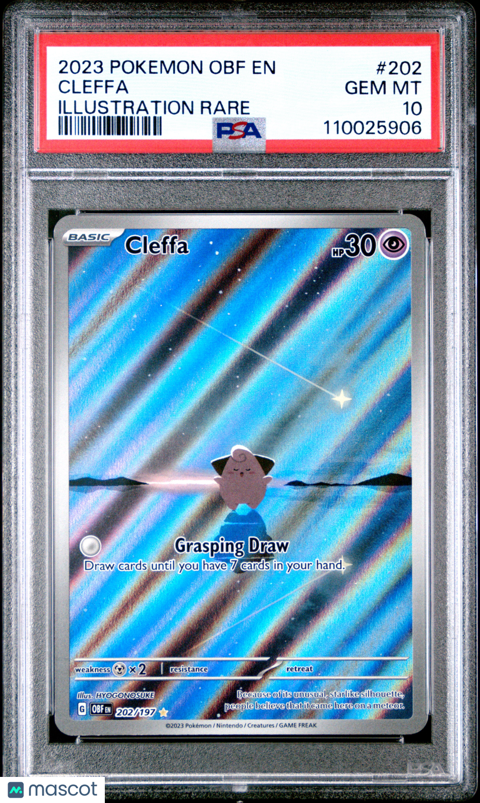 CLEFFA 2023 Pokemon Obsidian Flames Illustration Rare #202 PSA 10