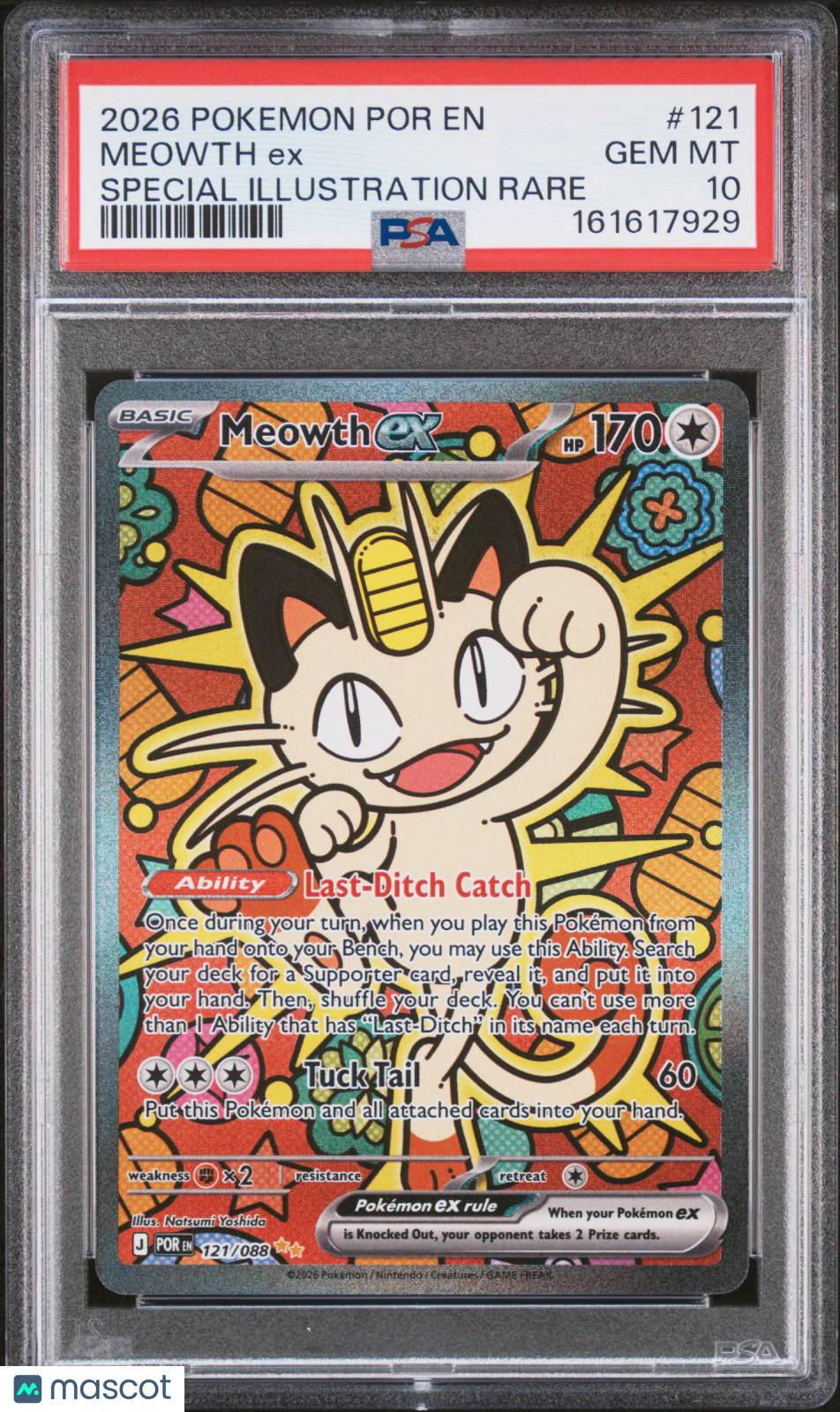 MEOWTH EX 2026 Pokemon Perfect Order Special Illustration Rare #121 PSA 10