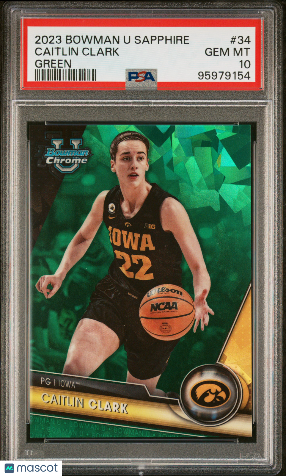 CAITLIN CLARK 2023 Bowman U Chrome Sapphire Green Refractor /99 PSA 10 #34