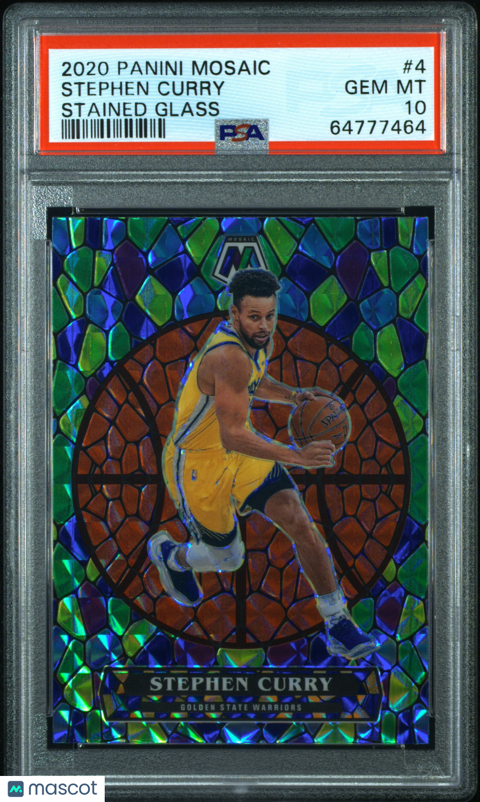 STEPHEN CURRY 2020-21 Panini Mosaic Stained Glass Prizm Case Hit SSP #4 PSA 10