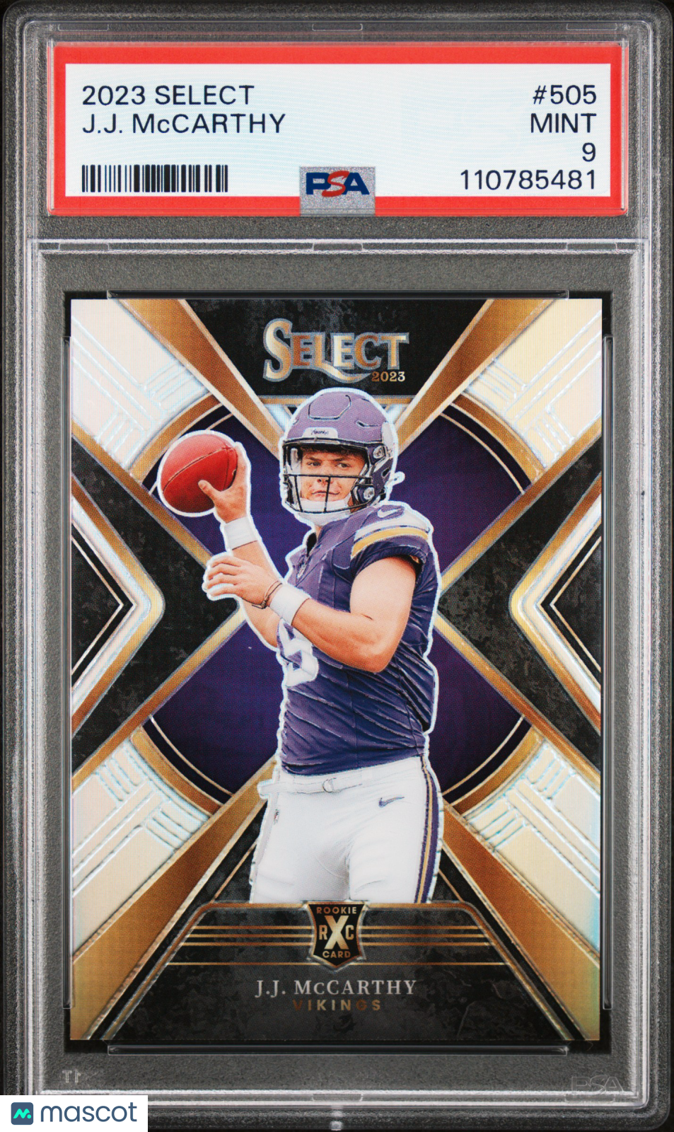 J.J. MCCARTHY 2023 Panini Select XRC Rookie Prizm #505 PSA 9 Vikings
