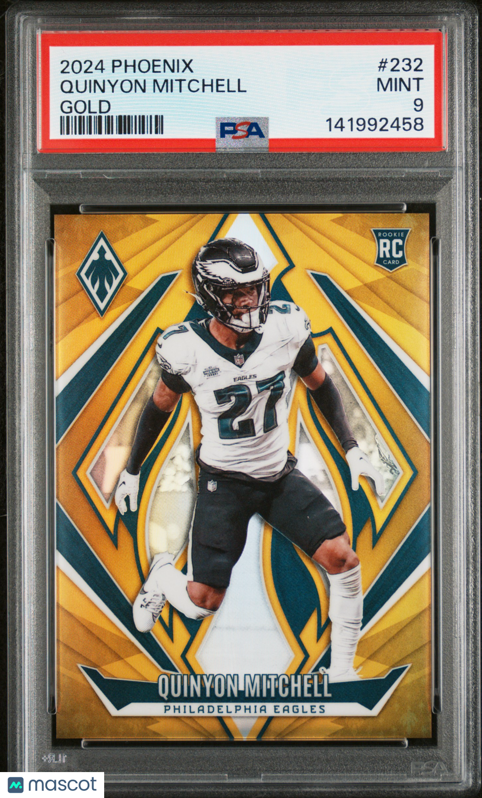 QUINYON MITCHELL 2024 Panini Phoenix Rookie Gold Prizm /10 #232 PSA 9 Eagles