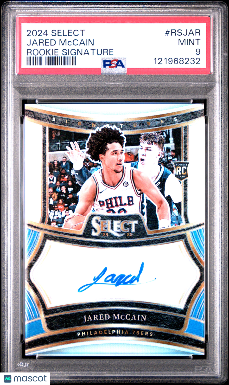 JARED MCCAIN 2024-25 Panini Select Rookie Signatures Auto /249 PSA 9 76ers