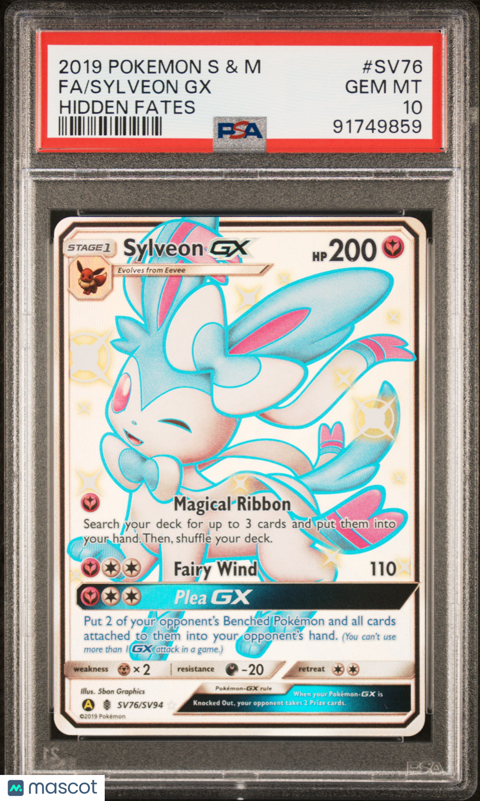 SYLVEON GX 2019 Pokemon Sun & Moon Hidden Fates Full Art #SV76 PSA 10