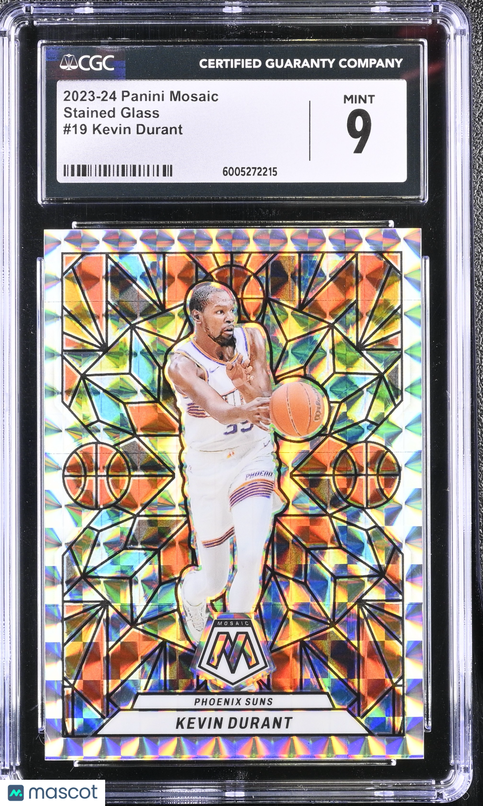 KEVIN DURANT 2023-24 Panini Mosaic Stained Glass Prizm Case Hit SSP #19 CGC 9