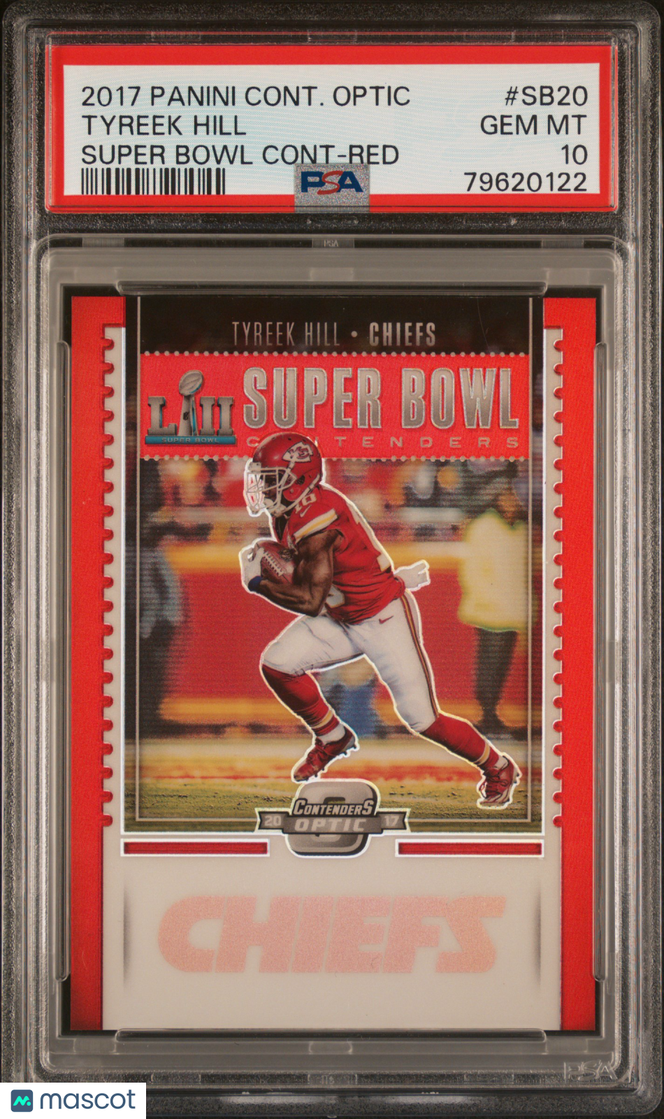 TYREEK HILL 2017 Panini Contenders Optic Super Bowl Red Prizm /49 PSA 10 Chiefs