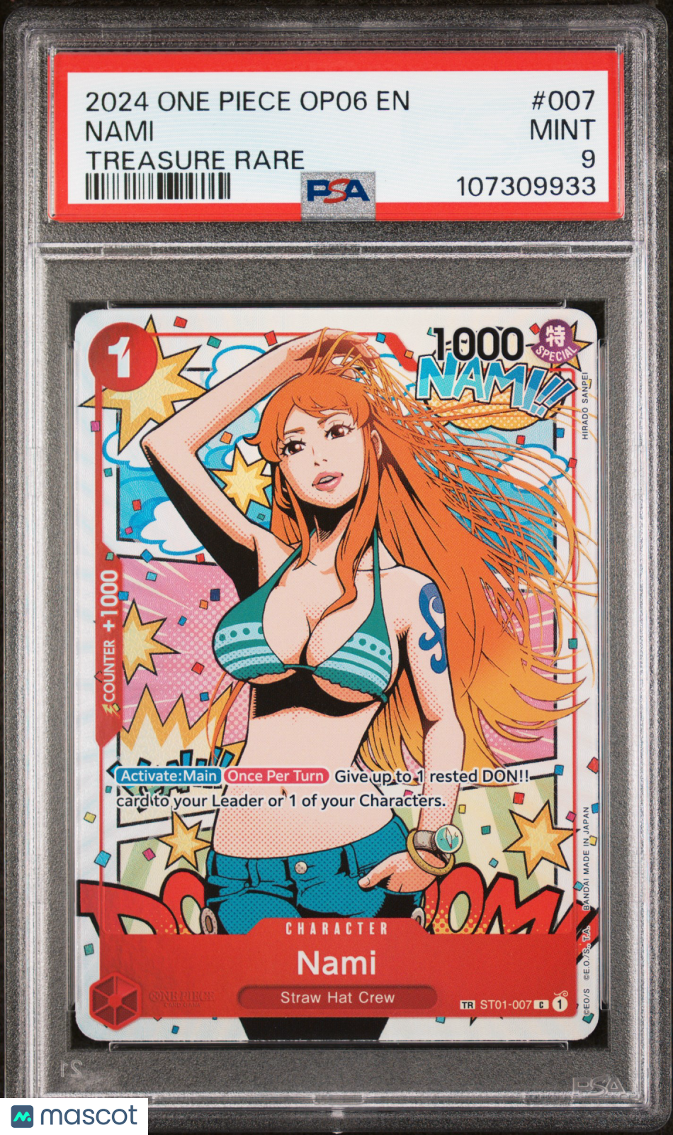 NAMI 2024 One Piece Wings Of The Captain OP06 Treasure Rare #ST01-007 PSA 9