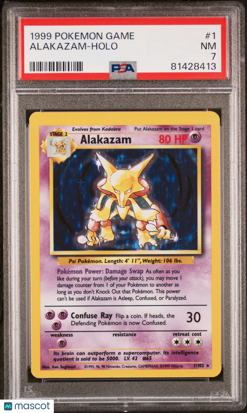 ALAKAZAM 1999 Pokemon Game #1 Holo Rare PSA 7