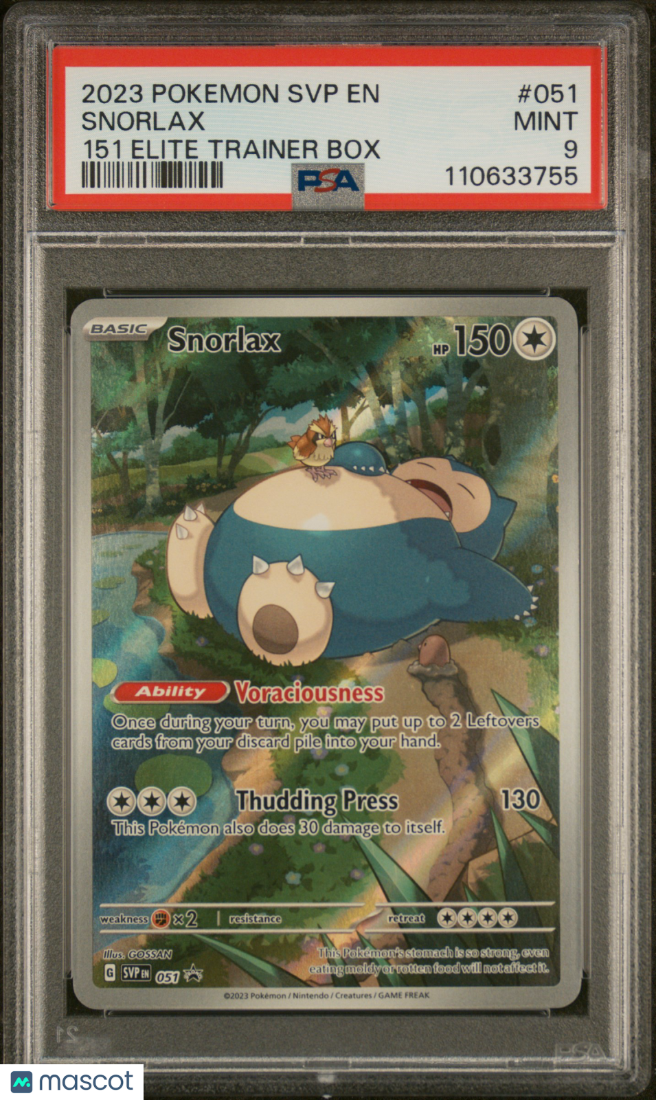 SNORLAX 2023 Pokemon Mew 151 Black Star Promo ETB #051 PSA 9