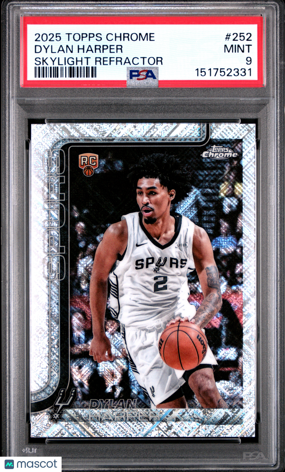 DYLAN HARPER 2025-26 Topps Chrome Rookie Skylight Refractor #252 PSA 9 Spurs