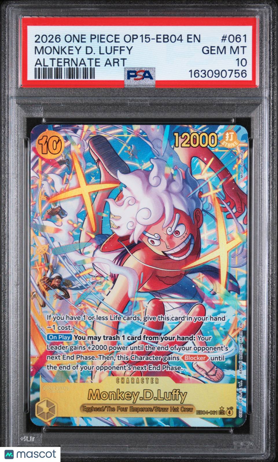 MONKEY D. LUFFY 2026 One Piece Adv. On Kami's Island Alt Art #EB04-061 PSA 10